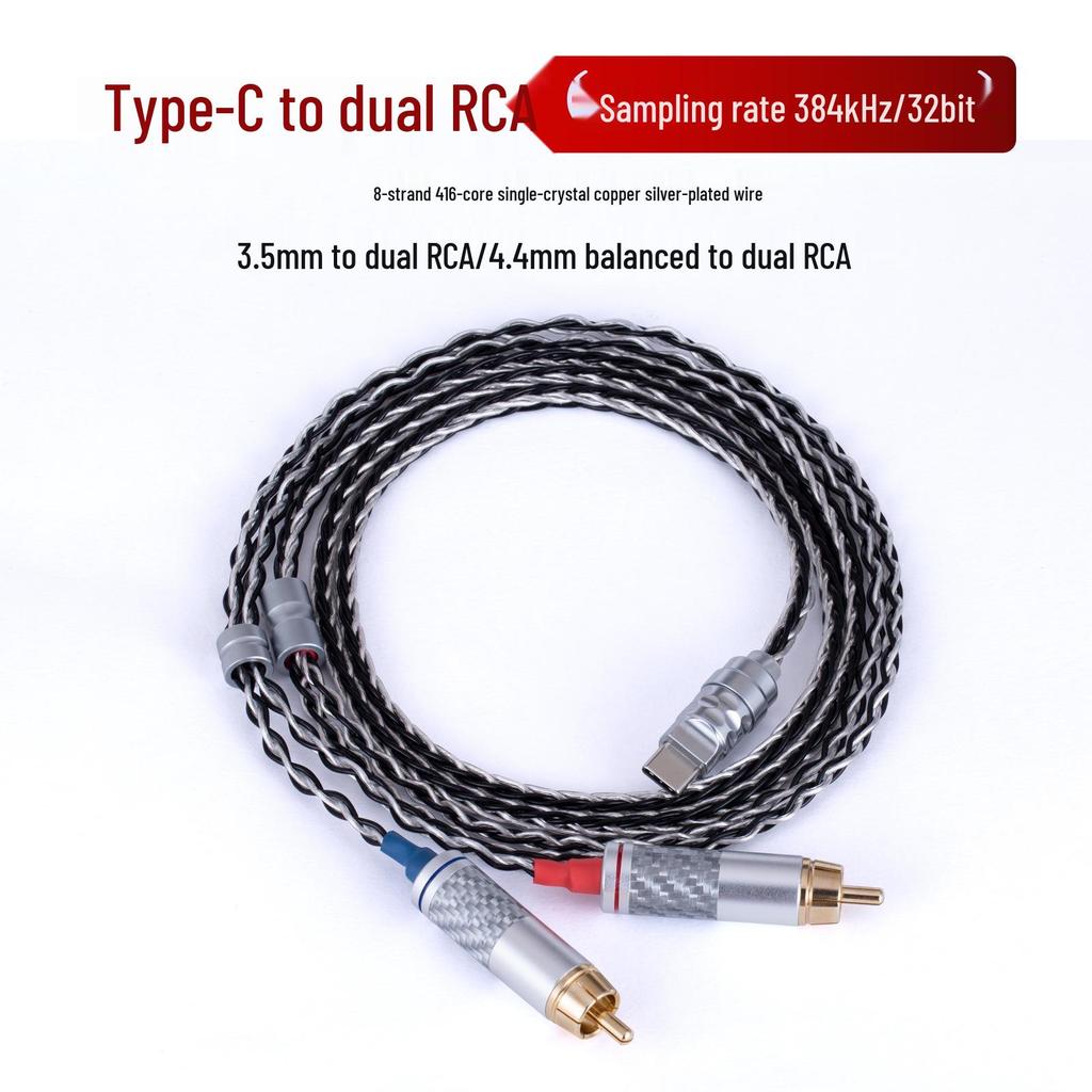 Type-C to Dual RCA Audio Cable: Audiophile-Grade, Single Crystal Copper & Pure Silver for Amplifiers & Speakers