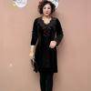Women's V-neck Velvet Dress Rhinestone Soft and Comfortable Stretchy A-line Dress Mid-length Slim-fit Casual Dress