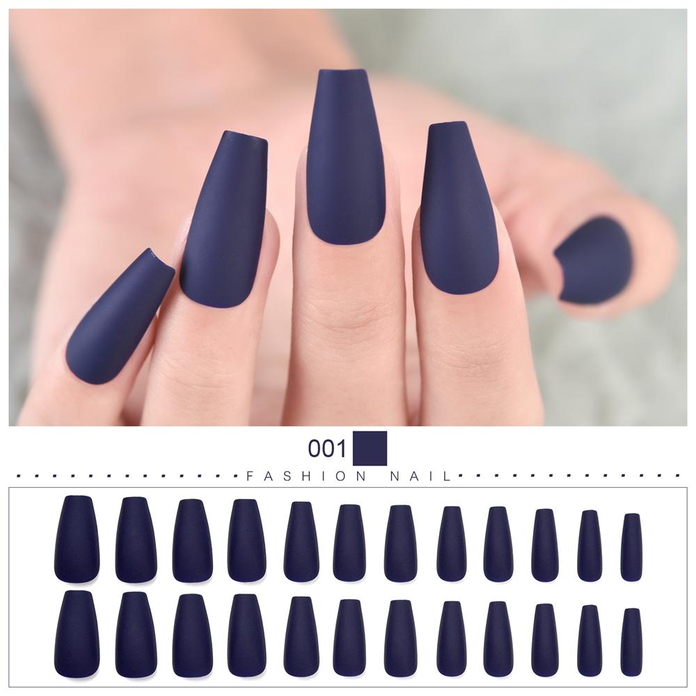 

KADS окрашенные накладные ногти 24 шт., французские ногти в форме гроба, накладные ногти, мути-размер, полное покрытие, носимые ногти