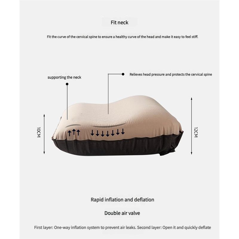 Self Inflating 3D Foam Pillow Portable Camping Travel Pillow Lightweight Compact Neck Support for Outdoor Rest Tent Sleep