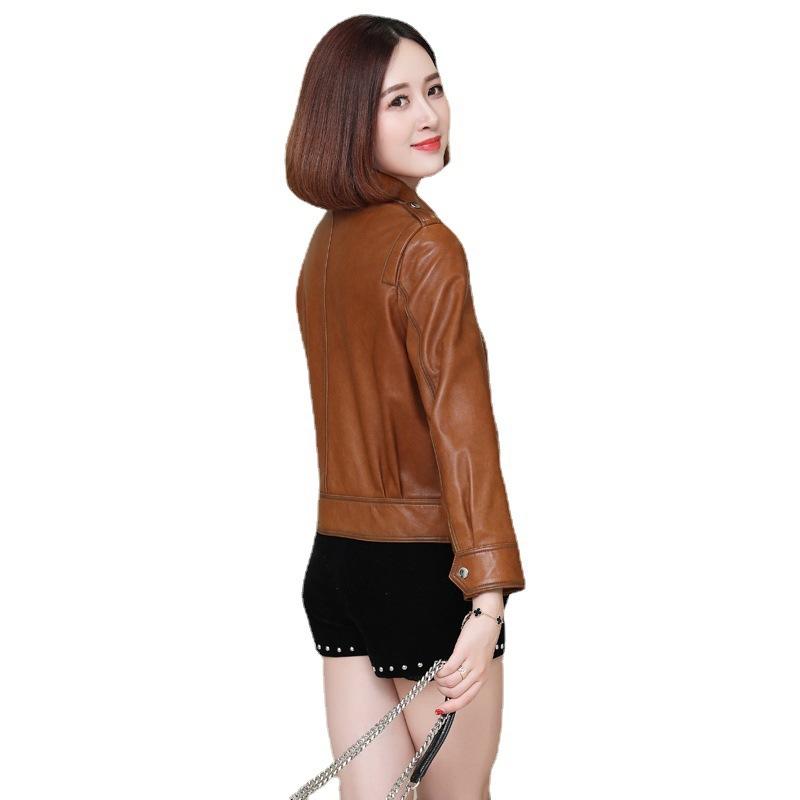 New Leather Jacket, Genuine Leather Jacket, Women's Short Sheepskin Motorcycle Jacket, Korean Style Slim Fit Versatile Jacket