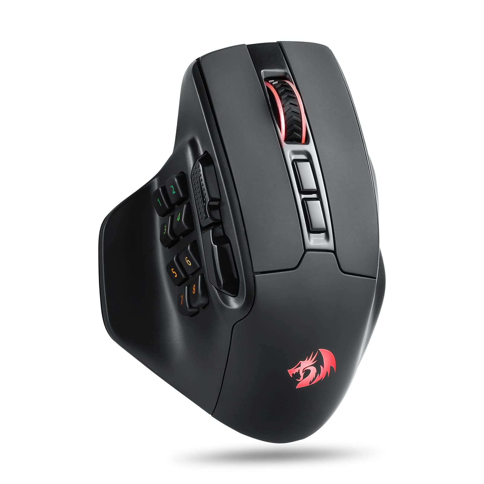 

Redragon M811 PRO Wireless MMO Gaming Mouse, 15 Programmable Buttons RGB Gamer Mouse with Ergonomic Natural Grit Build, 10 Side Macro Keys, Software