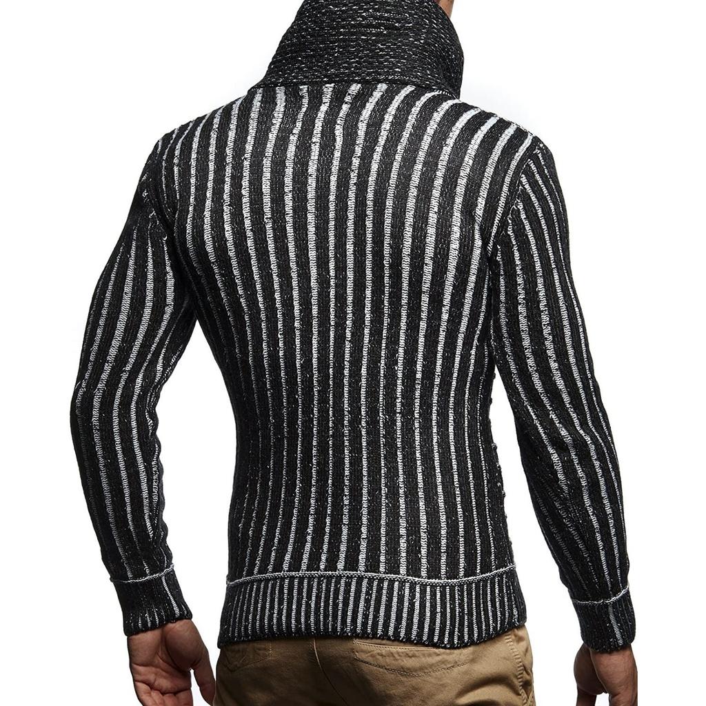 Men's Casual Solid-color Patchwork Style Long-sleeved Sweater, Men's High-neck Plaid Knitted Sweater In The Style Of A Scarf