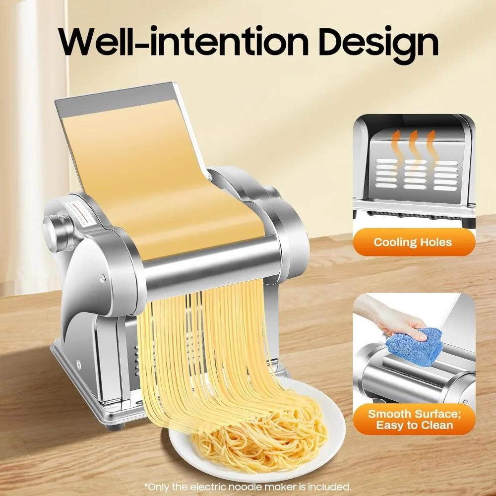 110V Electric Pasta Maker Machine, 135W Commercial Dough Roller Maker, 410 Stainless Steel Automatic Noodle Making Pasta Maker