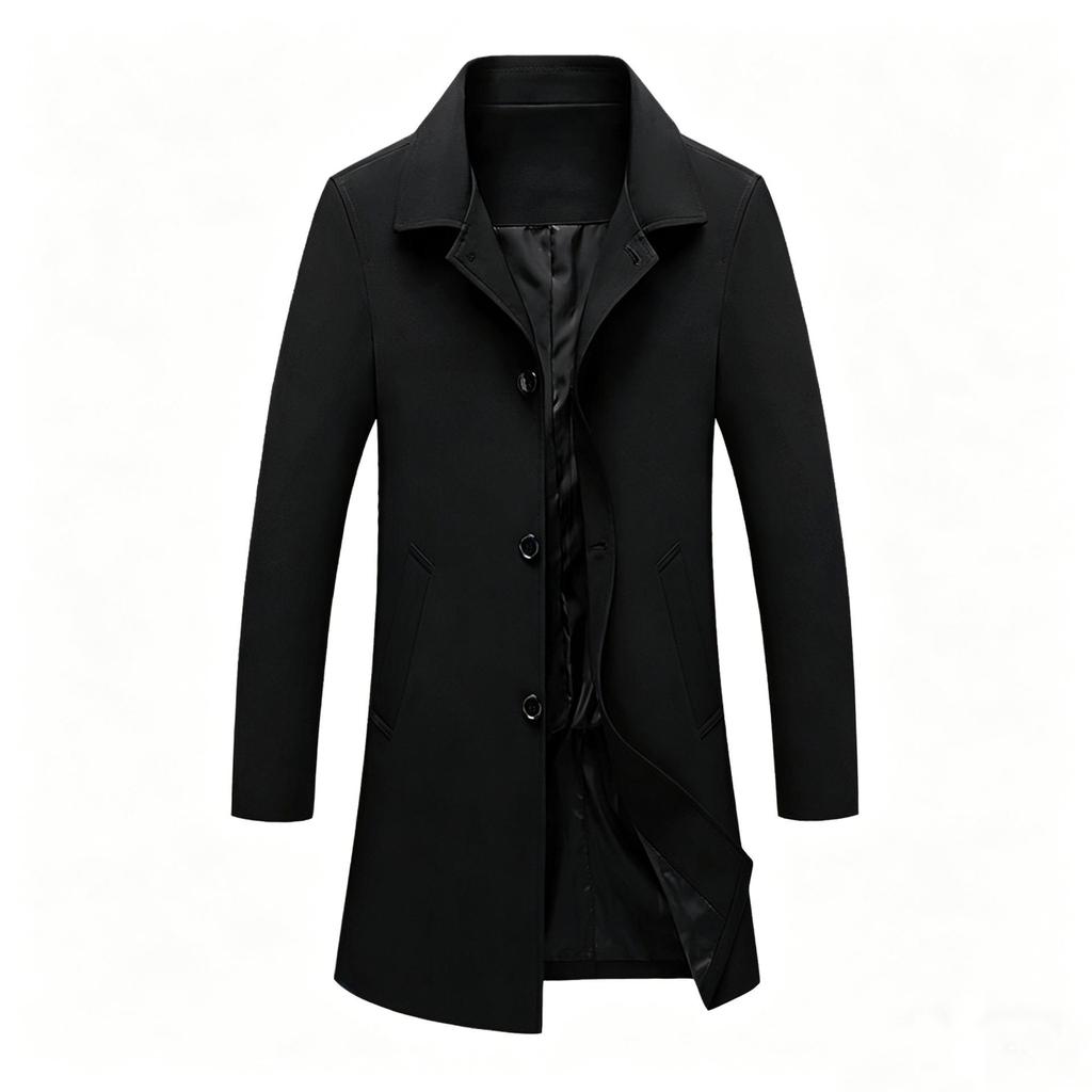 Men's High-Grade Mid-Length Casual Windbreaker Lapel Jacket for Spring, Summer, and Autumn