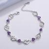 Weihua Women's Silver-Plated Double Heart Amethyst Bracelet - Korean Style Jewelry.