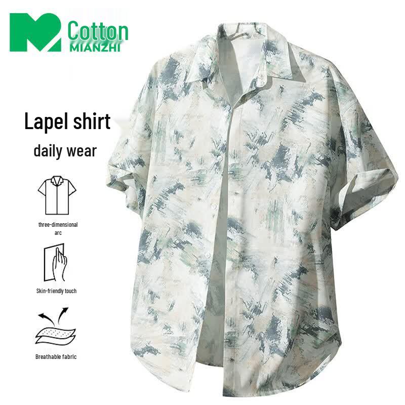 Men s Summer Floral Short-Sleeved Shirt M