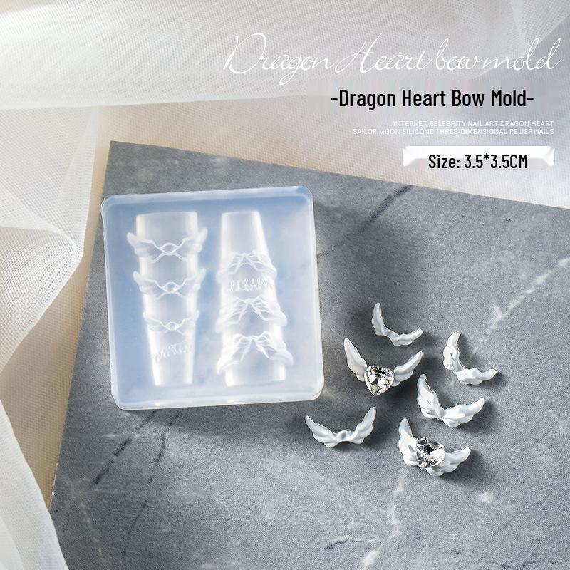 3D Silicone Embossed Nail Art Molds - Dragon, Heart, Bow, Anime Girl Carving Tools