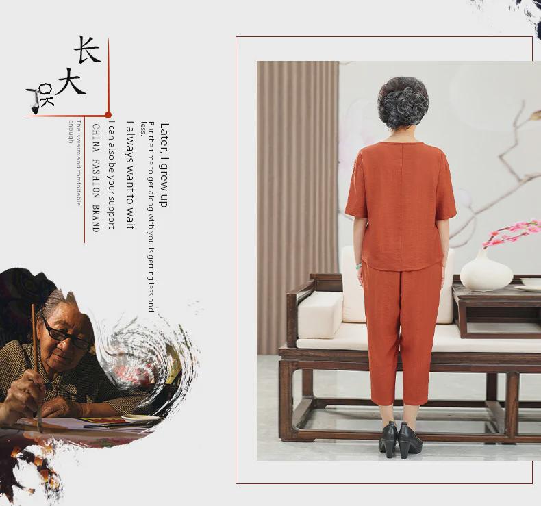 Letní retro oblek ve westernovém stylu: Dvoudílný volný střih pro módní babičky