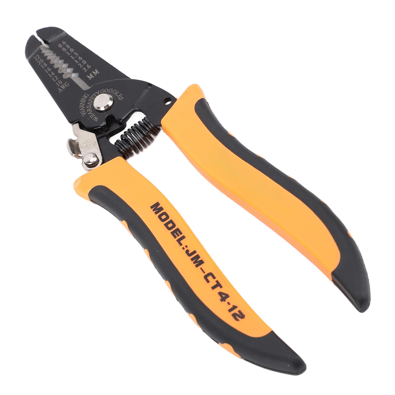 

Wire Stripper Cutter Carbon Steel Multifunctional Electrical Wire Pliers with Safety Lock for 10 to 22AWG Solid Wires