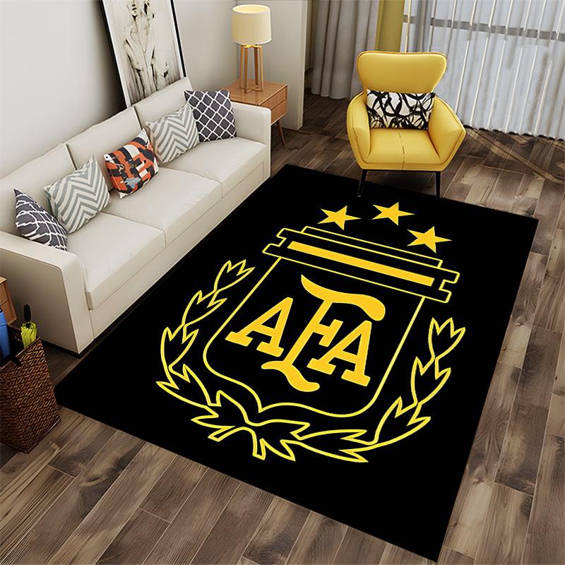 Golden Logo on Black Carpet suitable as a non-slip mat for the living room or bedroom sofa