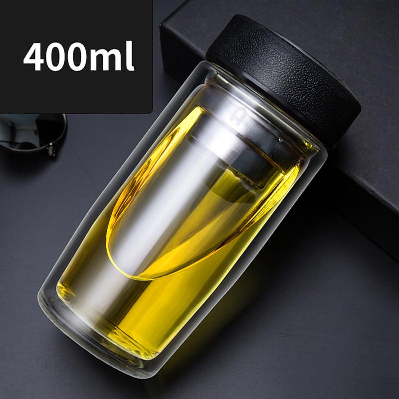 

Двухъярусные стеклянные стаканы, переносные стеклянные стаканы для чая, молока, кофе, напитков с крышкой, термоизоляционные, противоожоговые стаканы для питьевой воды 300-400ml