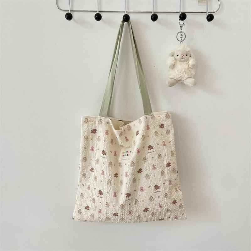 4 New Sweet Cartoon Bear Embossed Shoulder Bag Double Shopping Bag Cute Student Casual Armpit Bag