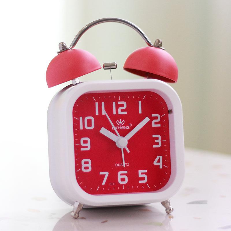 Nordic Style Fashionable and Simple Creativity Metal Ringing Alarm Clock Mute Alarm Clock Student Bedroom Luminous Clock Watch