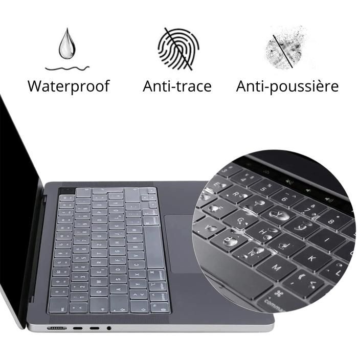 Protection clavier - Phonillico - MacBook Pro 14/16 &amp; Air 13 - Silicone transparent - AZERTY EU