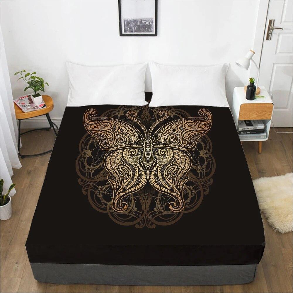 Σεντόνια με λάστιχο Κάλυμμα στρώματος με λάστιχο Σεντόνι Σεντόνι Λευκά είδη 90x200 160x200 150x200 Μέγεθος 3D Εκτύπωση Μαύρο Χρυσό