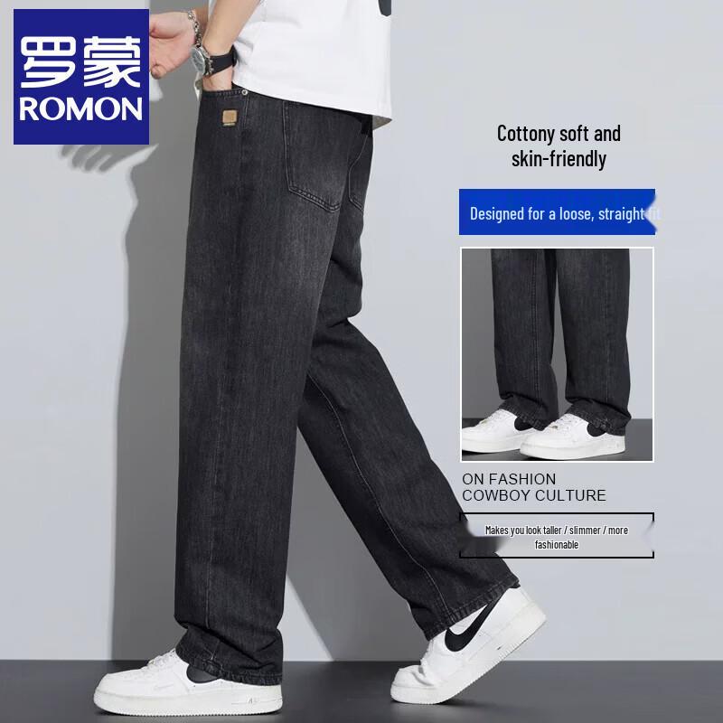 Romons Men s Summer Tencel Loose Straight Jeans 29