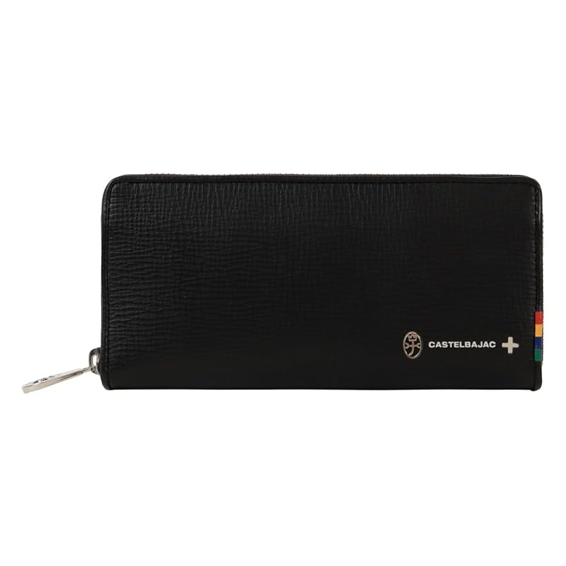 

[Castelbajac] long wallet wallet round zipper men s 057616 press cowhide genuine leather leather casual [01] black