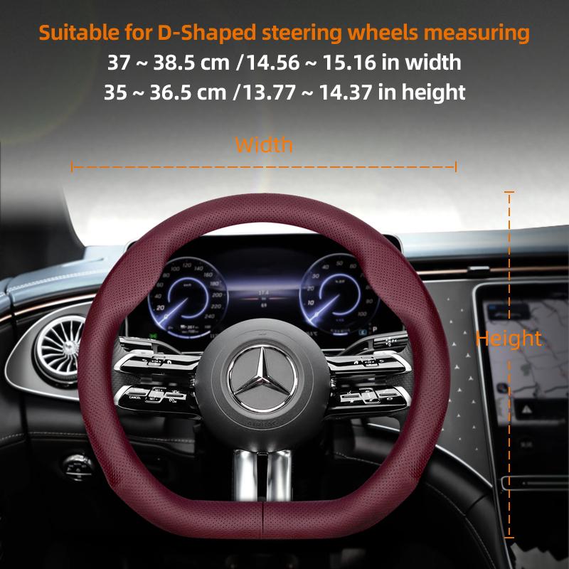Suitable for Mercedes-Benz Ultra-Thin Breathable Leather Steering Wheel Cover Suitable for E Class S C a Glc Suv Eqc Gle Gla Eqe Amg Eq C63 E63 