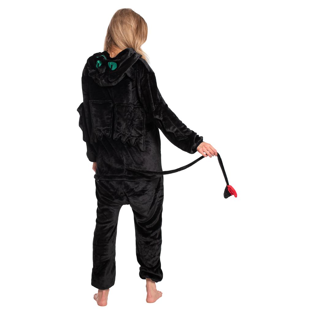 Piżama damska kombinezon kigurumi onesie smok szczerbatek czarny 165-175 l
