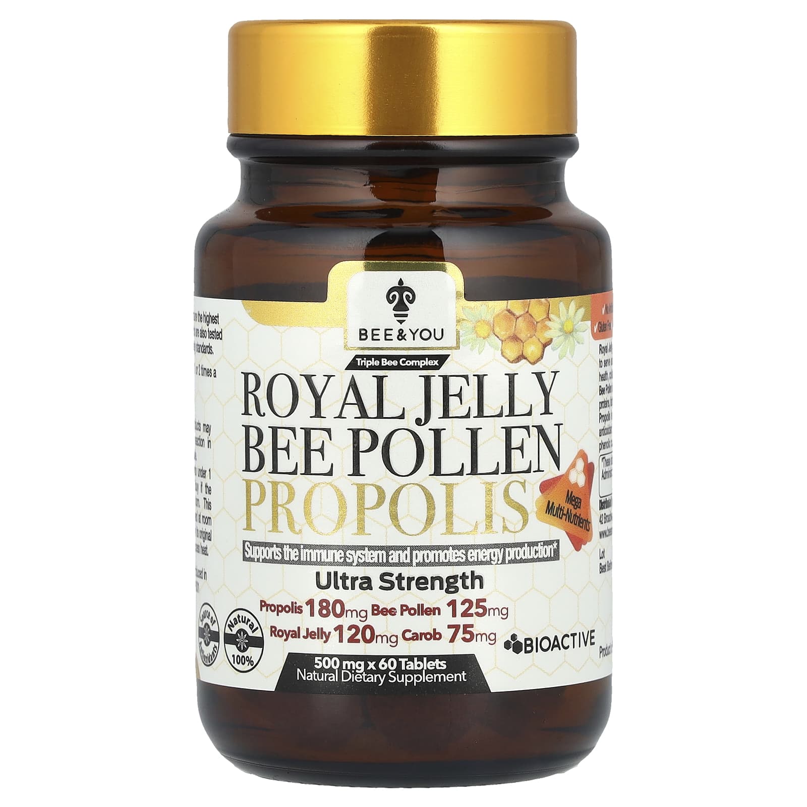 

Bee & You, Royal Jelly Bee Pollen Propolis, 60 Tablets