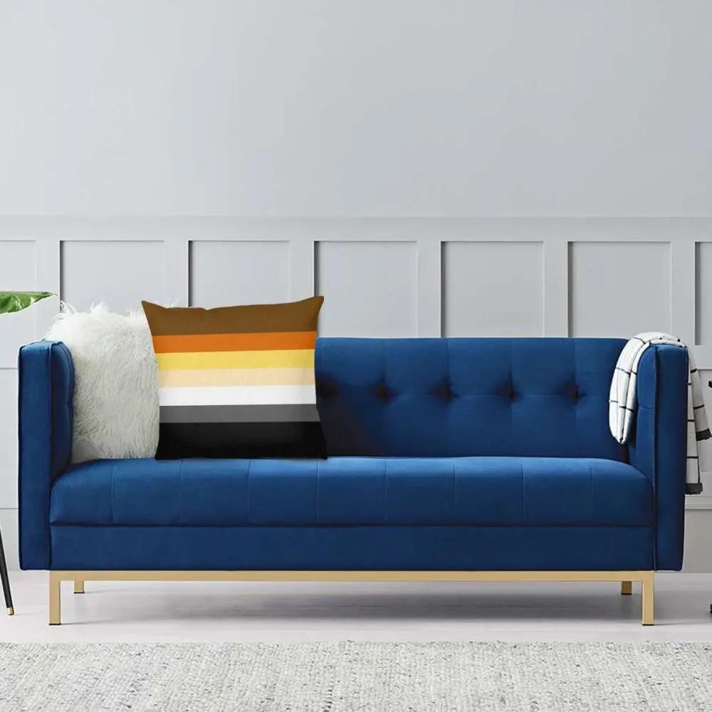 Gay Bear Pride Flag Throw Pillow Cover Decorative Pillow Casual Cushion Covers