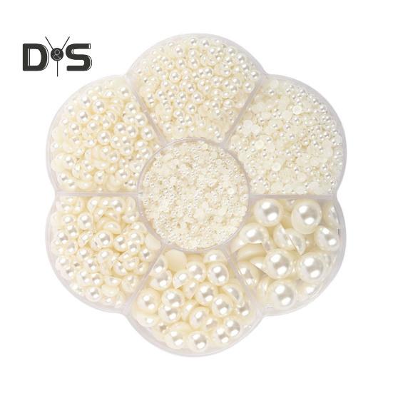 5600 Pcs Half Round Faux Pearls Flat Back Beads Bulk with Storage Box Assorted Sizes Fake Pearl Beads for Crafting DIY Nail Art Phone Decoration