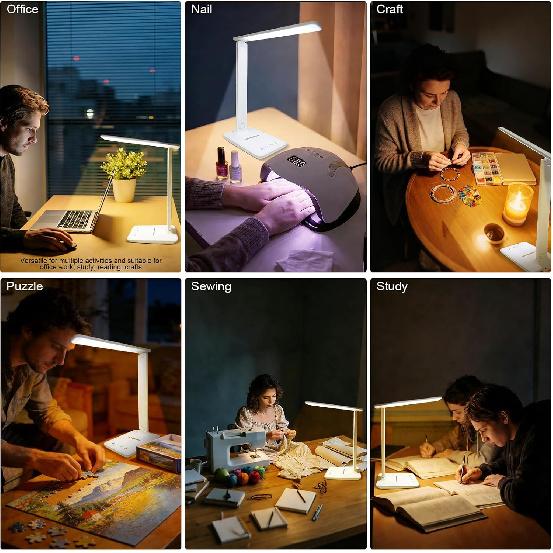 LED Portable Bright Rechargeable Desk Lamp, 4000mah Dimmable Touch Battery Operated Eye-friendly Desk Light With Charger, Adjustable Modern Cordless