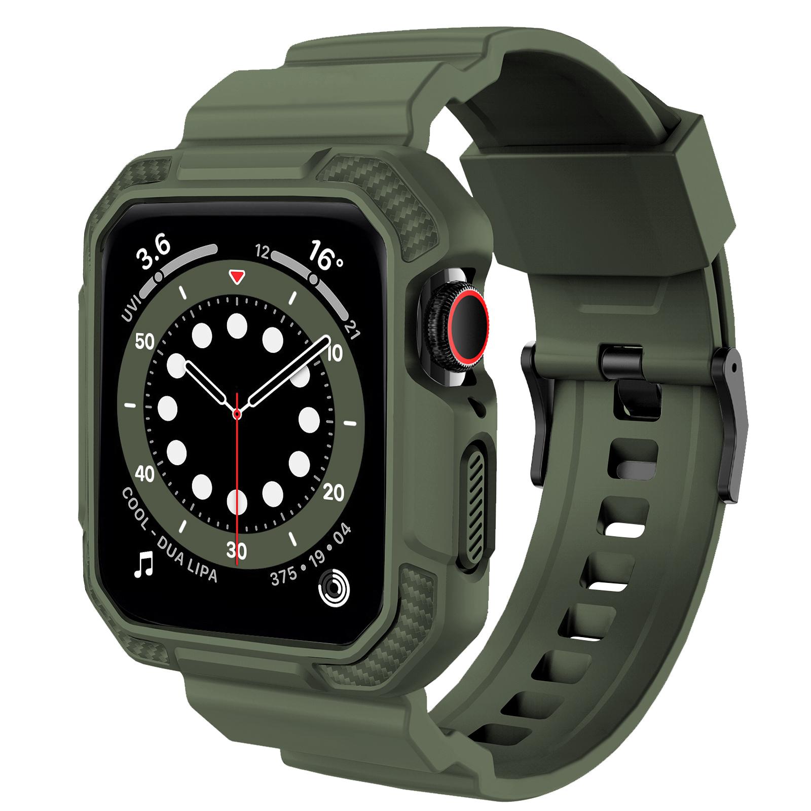 

Міцний броньований ремінець 45 мм 44 мм 42 мм для Apple Watch з корпусом для Iwatch 41 мм 40 мм 38 мм Серії 7 6 SE 5 4 3 2 1 4 42mm 44mm 45mm темно-зелений колір