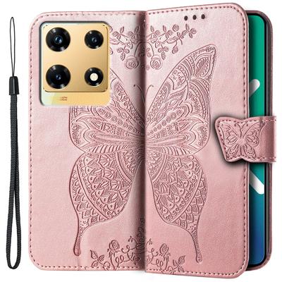 Flip Case for Infinix Note 30 Pro 4G, Butterfly, Rose Gold