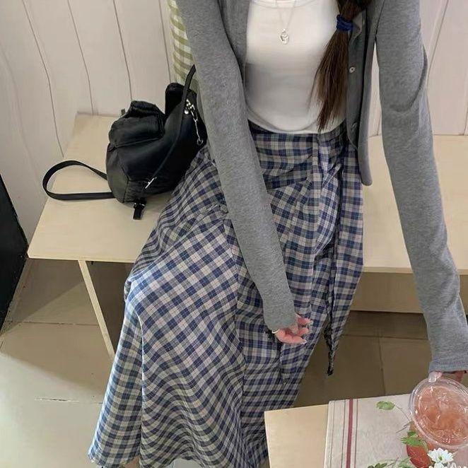 2026 Spring/Summer Slimming Plaid Skirt Set for Women S
