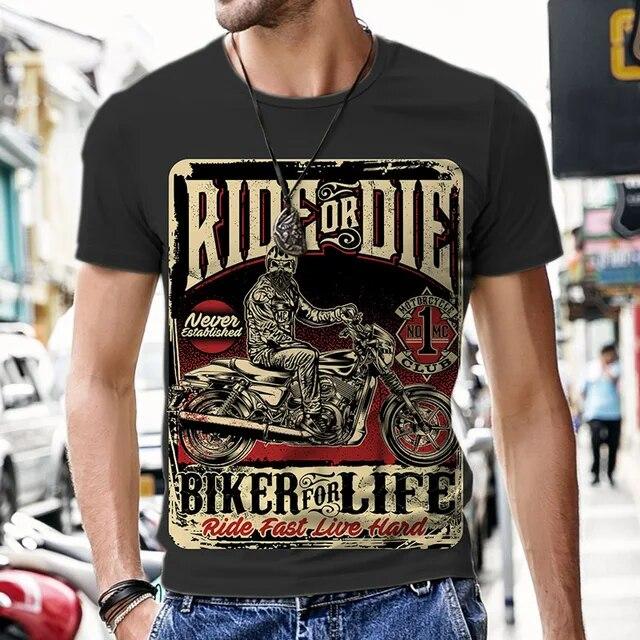 T-Shirts For Men 3D Prints Vintage Motorcycle Graph Casual Plus Size Short Sleeve Top Y2k Fashion Streetwear Men's Clothing Tees