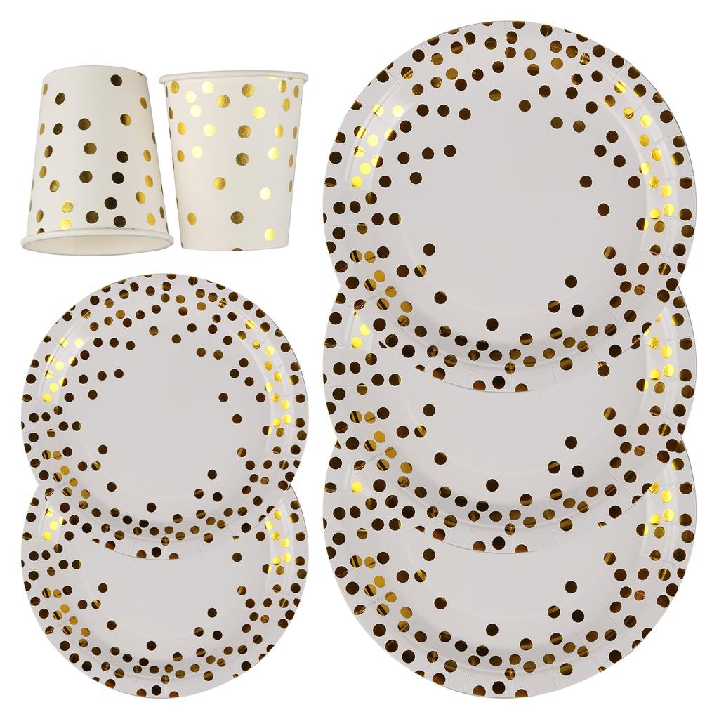 60pcs 9oz Paper Cups + 60pcs 7-inch Plates + 60pcs 9-inch Plates Set of 180pcs Disposable Drinkware