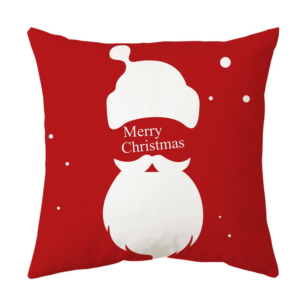 Federa Cuscino a Tema Natalizio Fondo Rosso Lino Corto Peluche Stampato Federa Cuscino Regalo Festivo