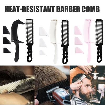 2Pcs Barber Haircut Fade Comb Professional Curved Positioning Blending Clipper Comb Men
