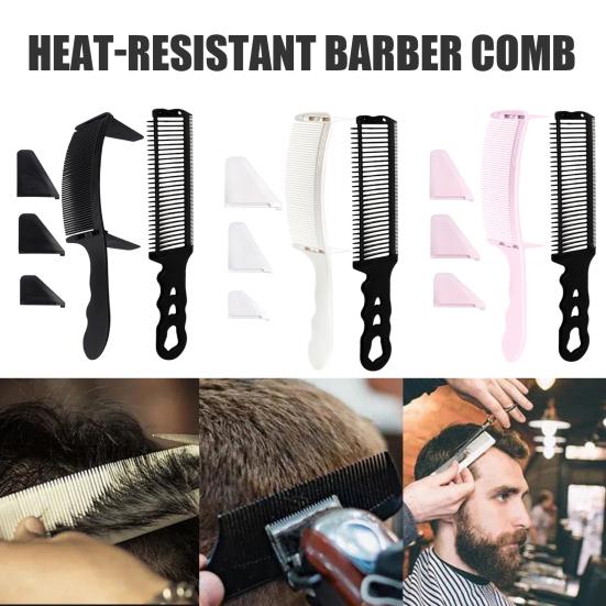 2 stk Barber Hårklipp Fade Kam Profesjonell Buet Plassering Blande Klippemaskin Kam Menn Kvinner Hårtrimmekam Frisørverktøy