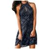 Women's Casual Fashion Temperament Print Hanging Neck Sleeveless A-line Dress