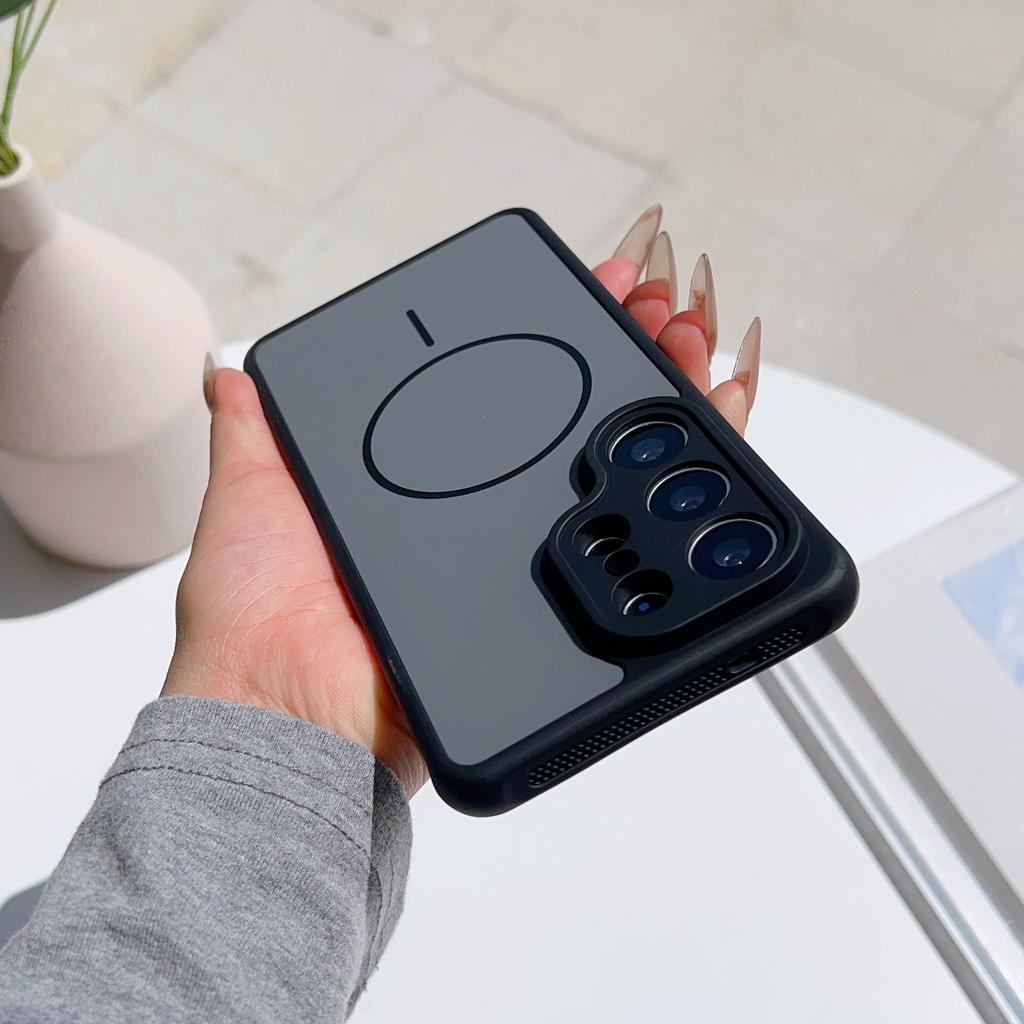Matte Lens Protect Magnetic Phone Case For Samsung S26 S25 S24 S23 Ultra S26Plus For Magsafe Wireless Charge Skin Cover