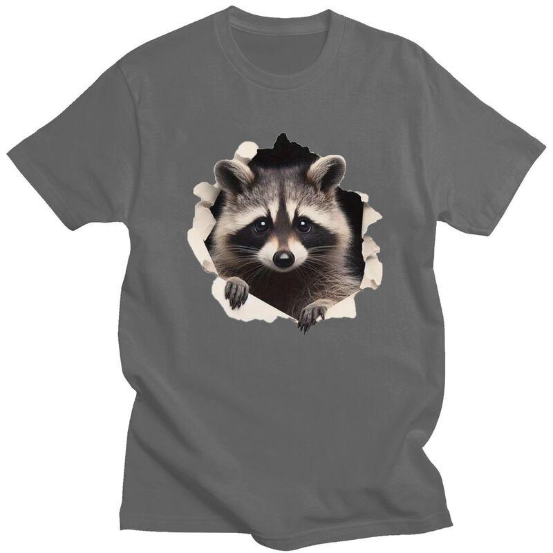 Custom Funny Raccoon T Shirts Men Pure Cotton Tees Tshirt Tshirt