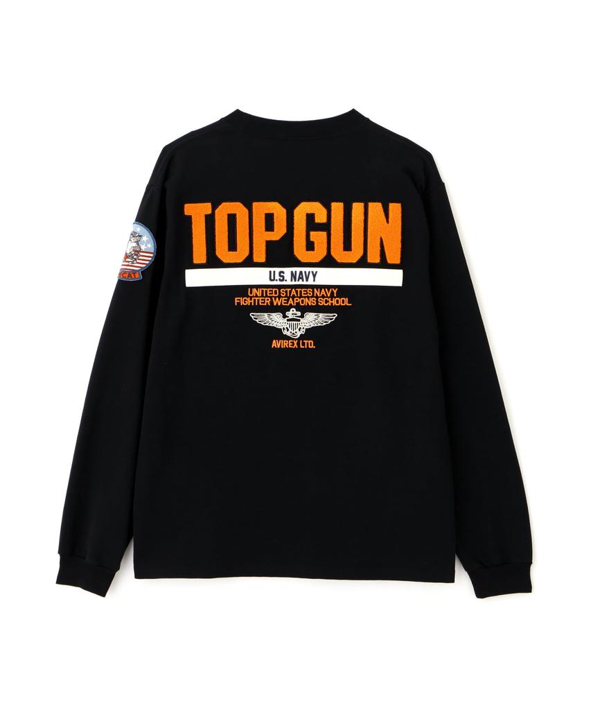 Avirex Long Sleeve Top Gun Size Black Men's T-Shirt, M, (Size 010)