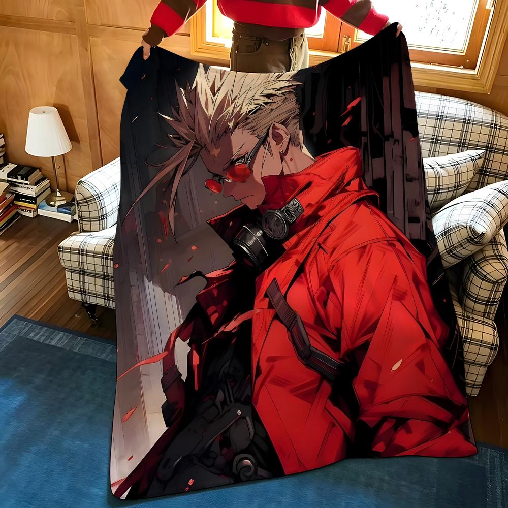 Anime T-Trigun Throw Flannel Blanket Suitable for Sofas Beds Offices Travel, Camping Chairs