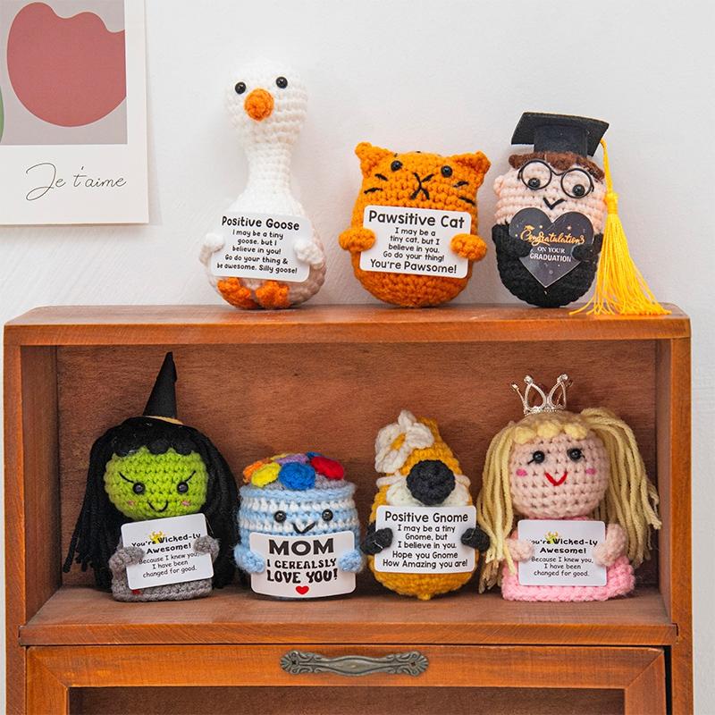 Bamboline Crochet Energia Positiva Mini Abbraccio Tascabile Per Regali di Laurea Patate Lavorate a Maglia Fatte a Mano Decorazioni per Scrivania