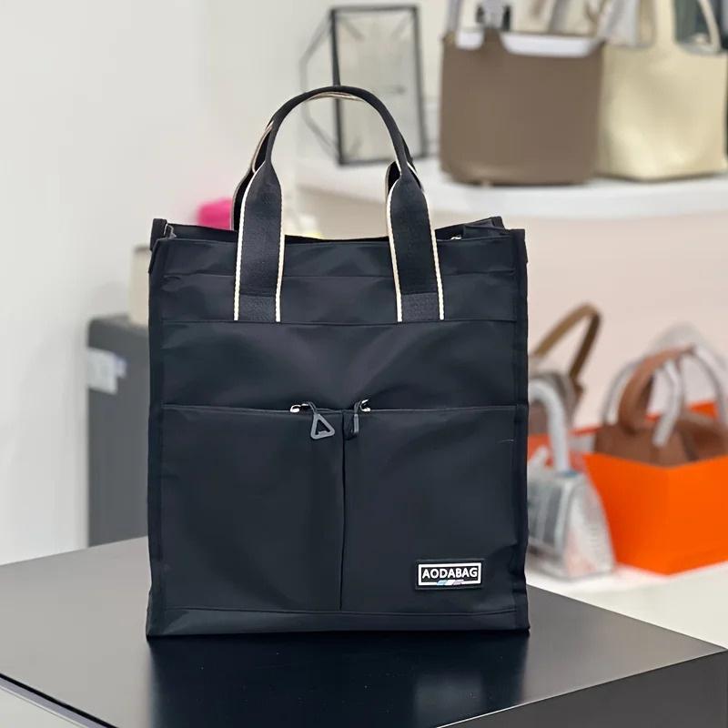 

Сумка-тоут из Оксфорда большой вместимости, многокарманная, на молнии, школьная рабочая сумка, машинная стирка для студентов, для книг чёрный