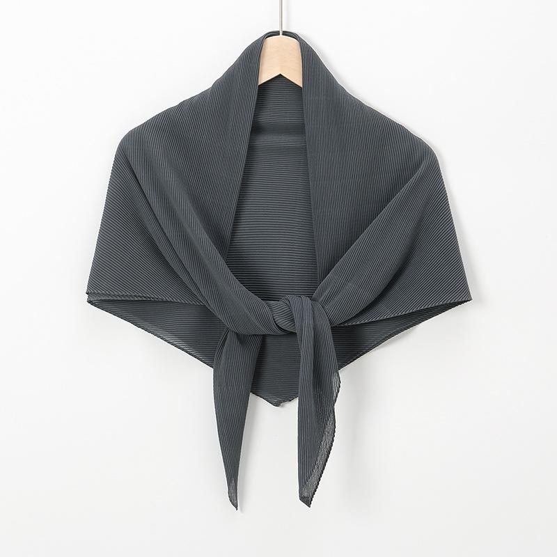 New hot-selling chiffon crumpled square scarf, solid color fashionable pleated shawl bag head multi-purpose yarn scarf