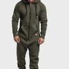 Men's Solid Color Hooded Fleece Jumpsuit