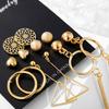 6 Pairs Women Fashion Hollow Out Geometry Fringed Ear Stud Set