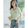 XWI Women's Camellia Embroidery V-Neck T-Shirt