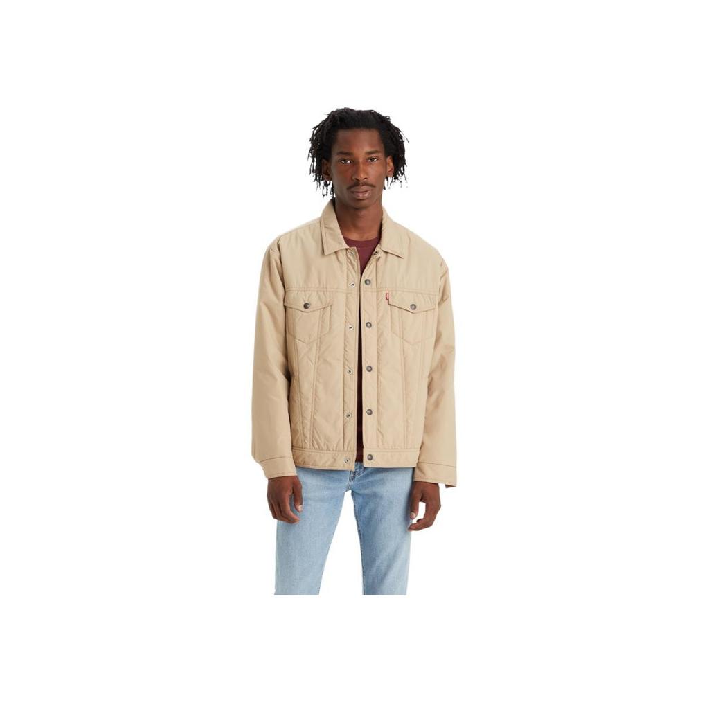 Levis Solid Color Simple Comfortable Loose Long Sleeve Cotton Jacket Men jackets Beige A6086-0007