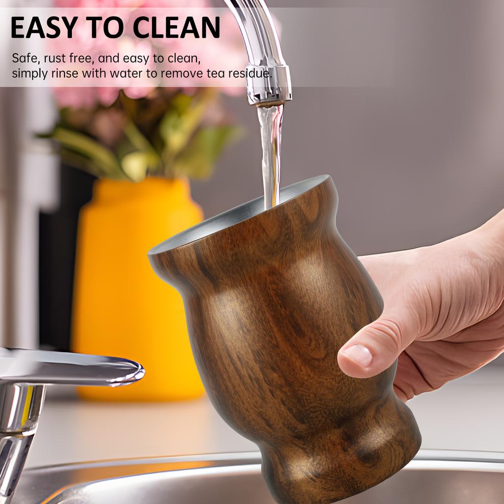 8oz Yerba Mate Tasse Edelstahl Mate Tee Tassen Set mit Strohhalm Bürste Strohhalm Löffel Flacher Strohhalm und Deckel Isolierte Yerba Mate Teetasse