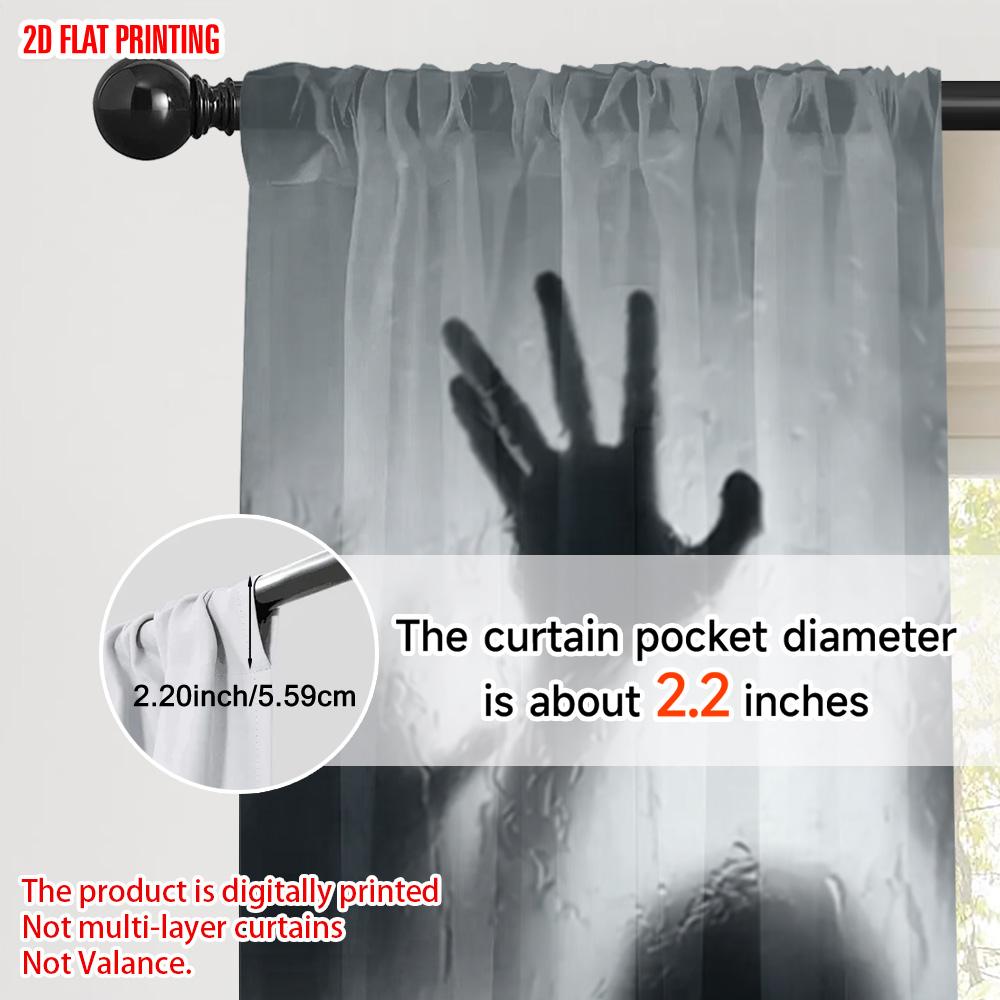 2pcs, plane printing Light Filtering Curtains Ghost silhouette Polyester Easy Install (without rod) Home Decor Use for Various